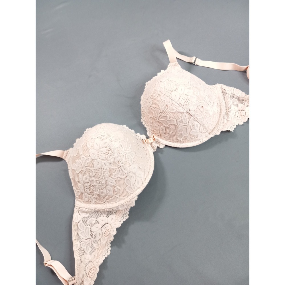 Fredericks of Hollywood 40D Pink Floral Lace Push Up Underwire Bra Blush